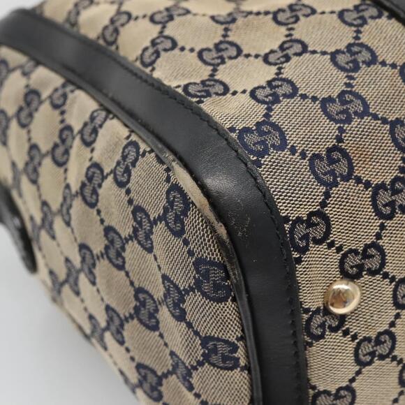 GUCCI GG Canvas Sherry Line Hand Bag Pvc Navy Gold - Picture 13 of 16